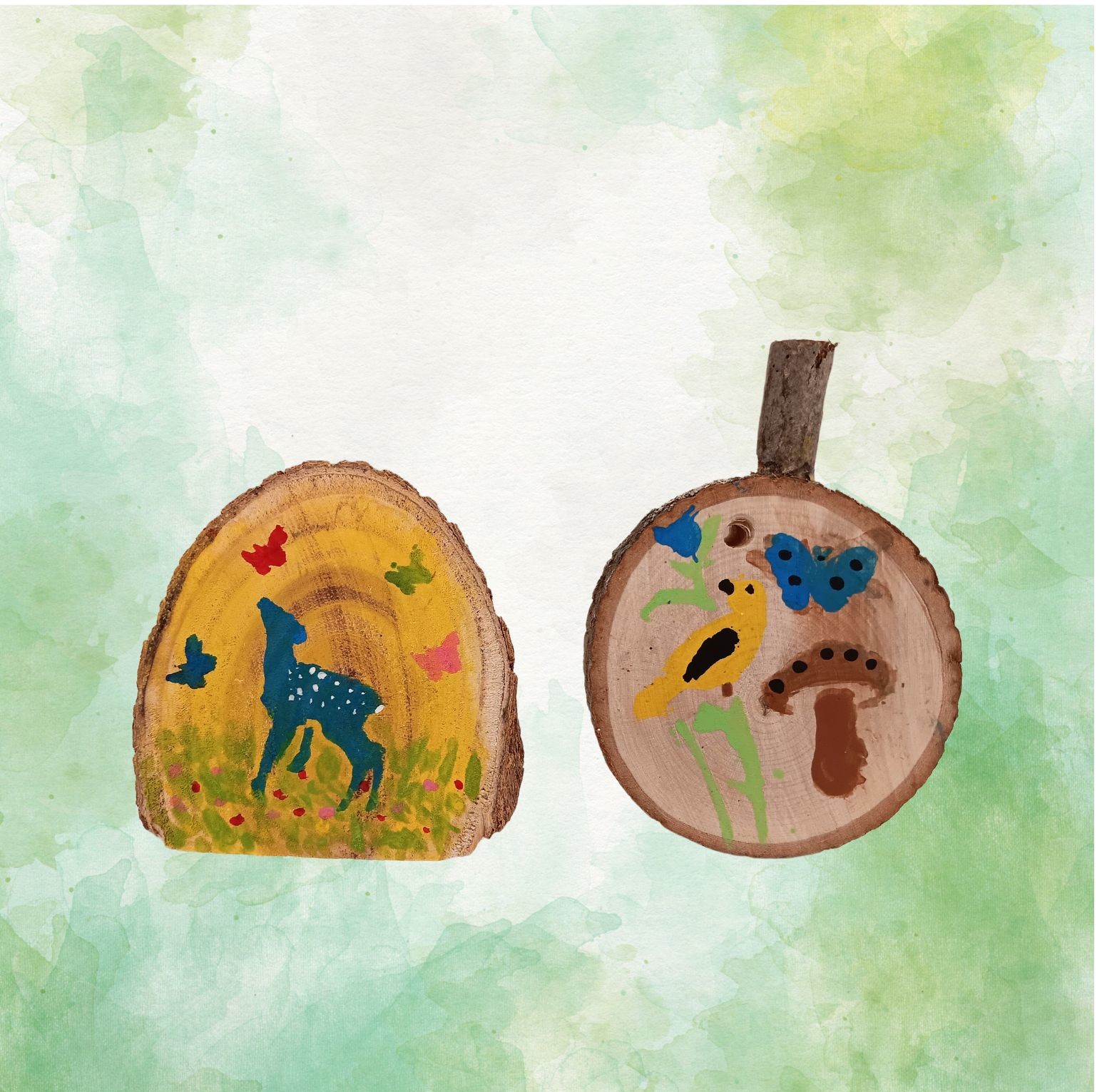 Sample of paintings for Woodland Stencil Painting program.