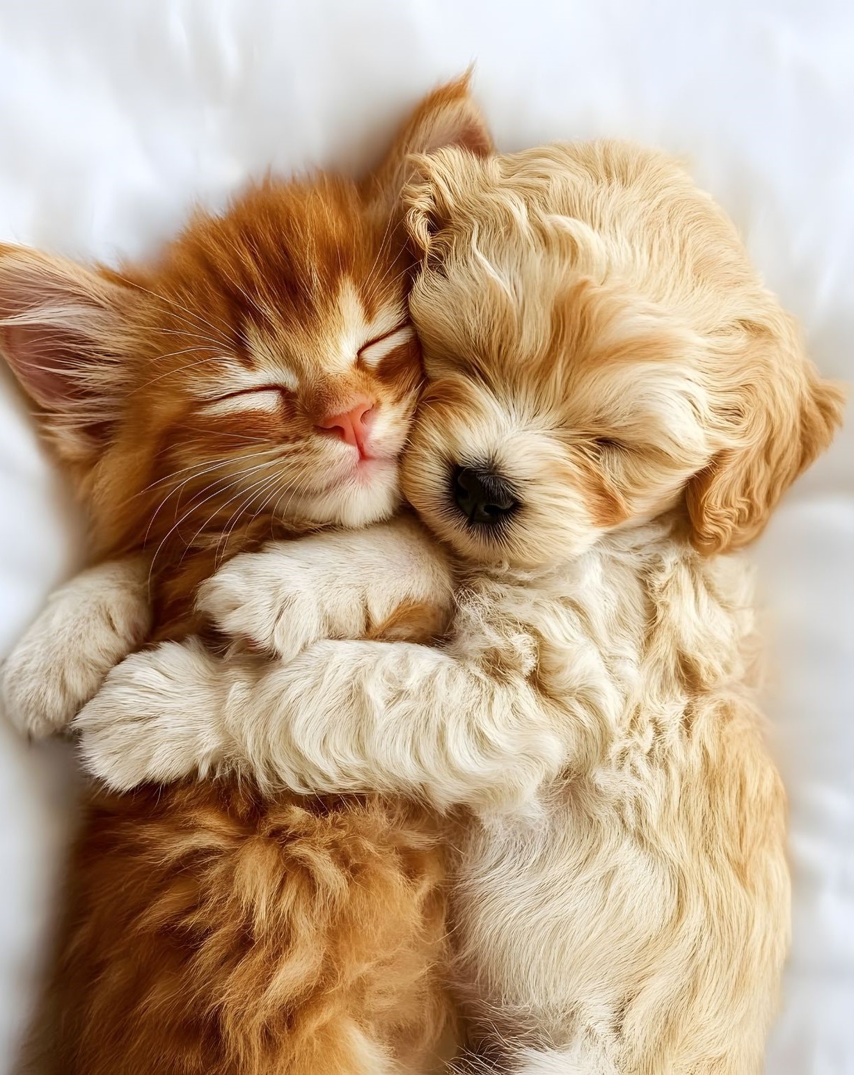 Image of Kitten and Puppy hugging